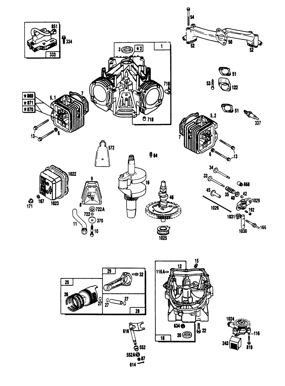 Engine (Part 1) Diagram and Parts List for 9007-1  Generac Generator