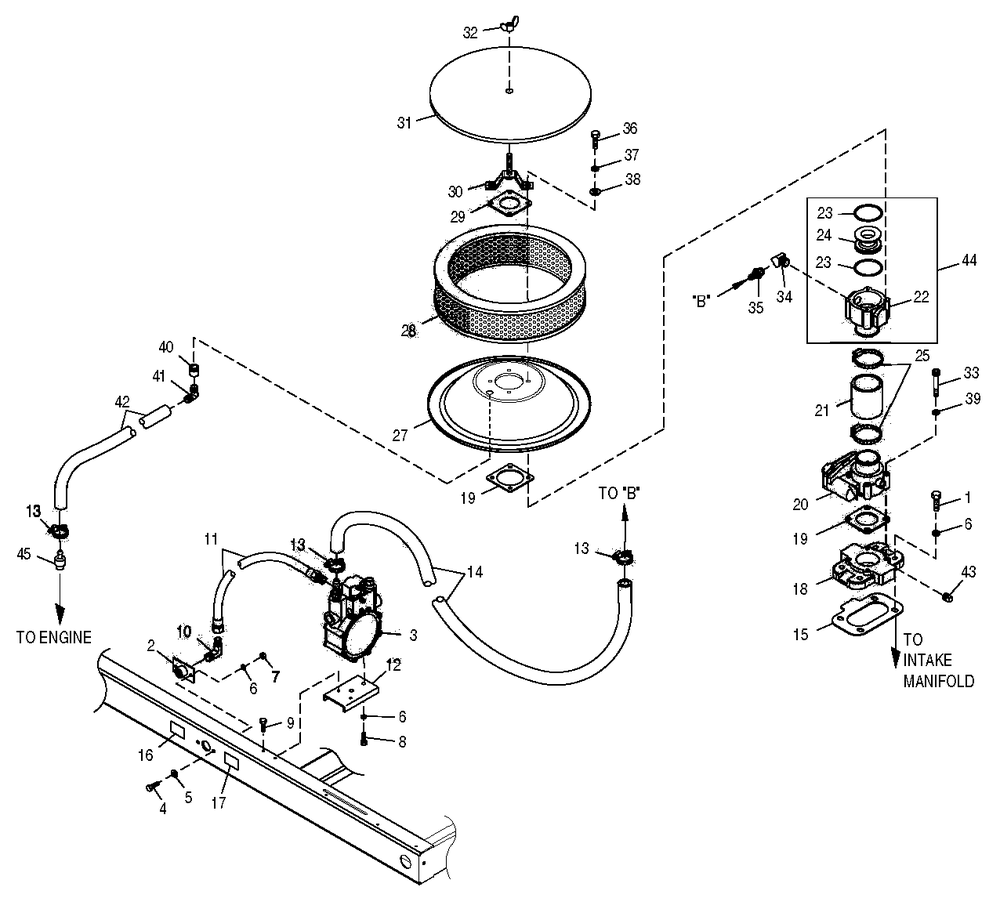 Fuel System Diagram and Parts List for 0049920 (3824977 - 4104345)(2007) Generac Generator