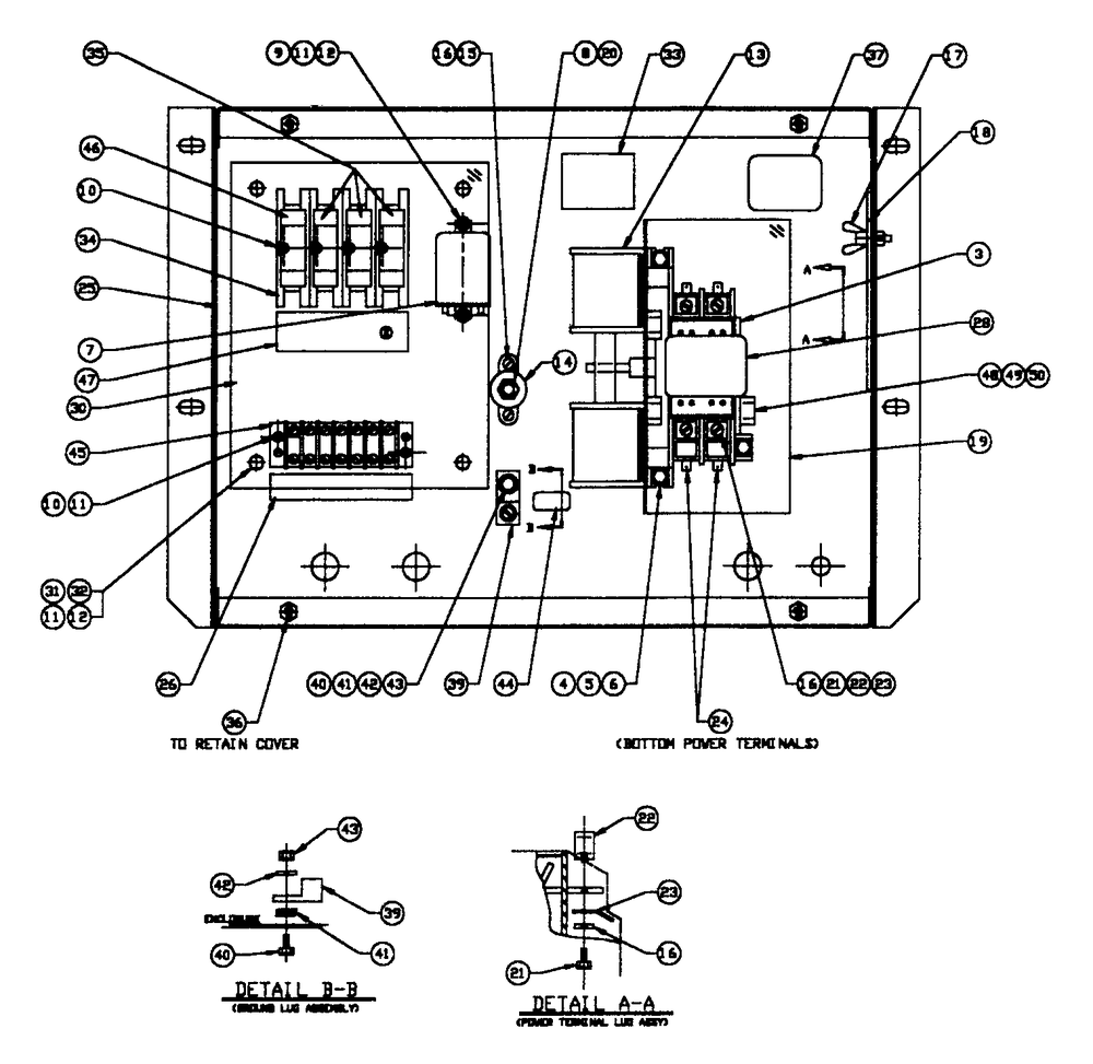 Transfer Switch Diagram and Parts List for 0845-2  Generac Generator