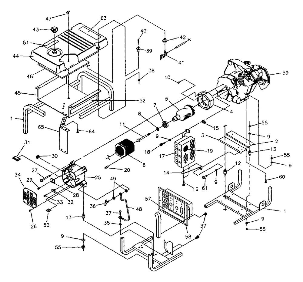 Generator Diagram and Parts List for MC5500 (9803-3)(9803-3) Generac Generator
