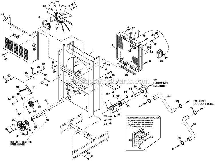 Ev Cooling System 3.0l G3 60kw Diagram and Parts List for QT06030JVAN (5098532)(2008) Generac Generator