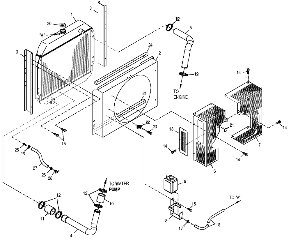 Radiator Diagram and Parts List for 0049480 (3770323 - 3776820)(2003) Generac Generator