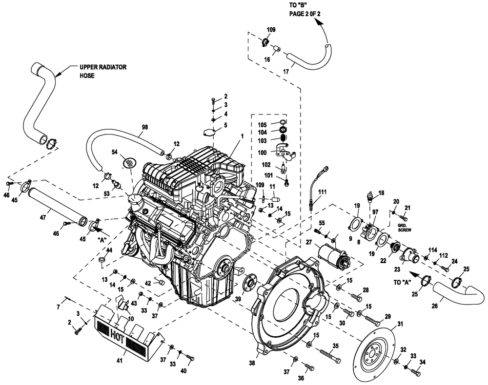 Ev Engine Common Parts 4.2l G3 48kw Diagram and Parts List for 0055991 (6175130 - 6175133)(2010) Generac Generator