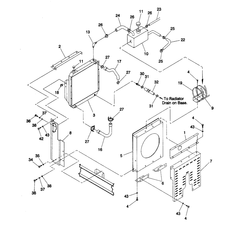 Radiator Assembly Diagram and Parts List for 4363-1  Generac Generator