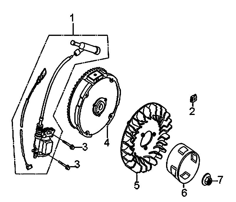Flywheel And Ignition Diagram and Parts List for 0060372 (7696193A - 8975940A)(2014) Generac Generator