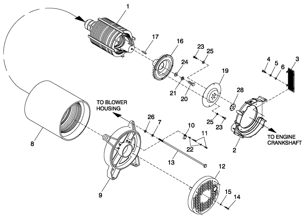 Alternator Common Parts Diagram and Parts List for QT02016ANAN (4925925 - 5008941)(2008) Generac Generator