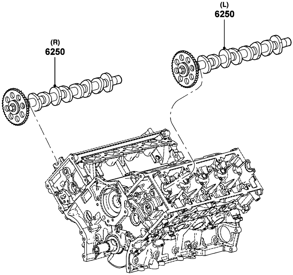 5.4l Gas Engine Camshaft Diagram and Parts List for QT08054ANSNA (5981037 - 5981038)(2010) Generac Generator