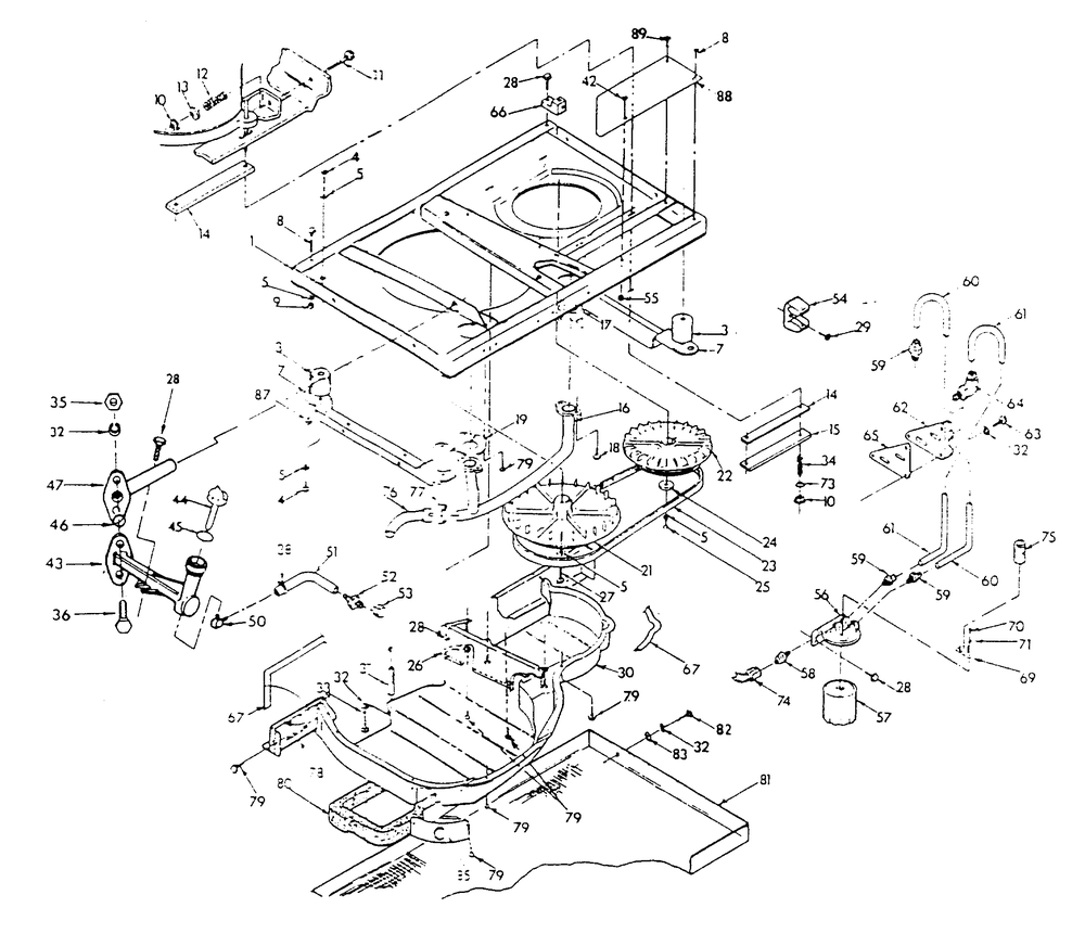 Base And Pulleys - Exhaust Out The Side Diagram and Parts List for 9121-2  Generac Generator