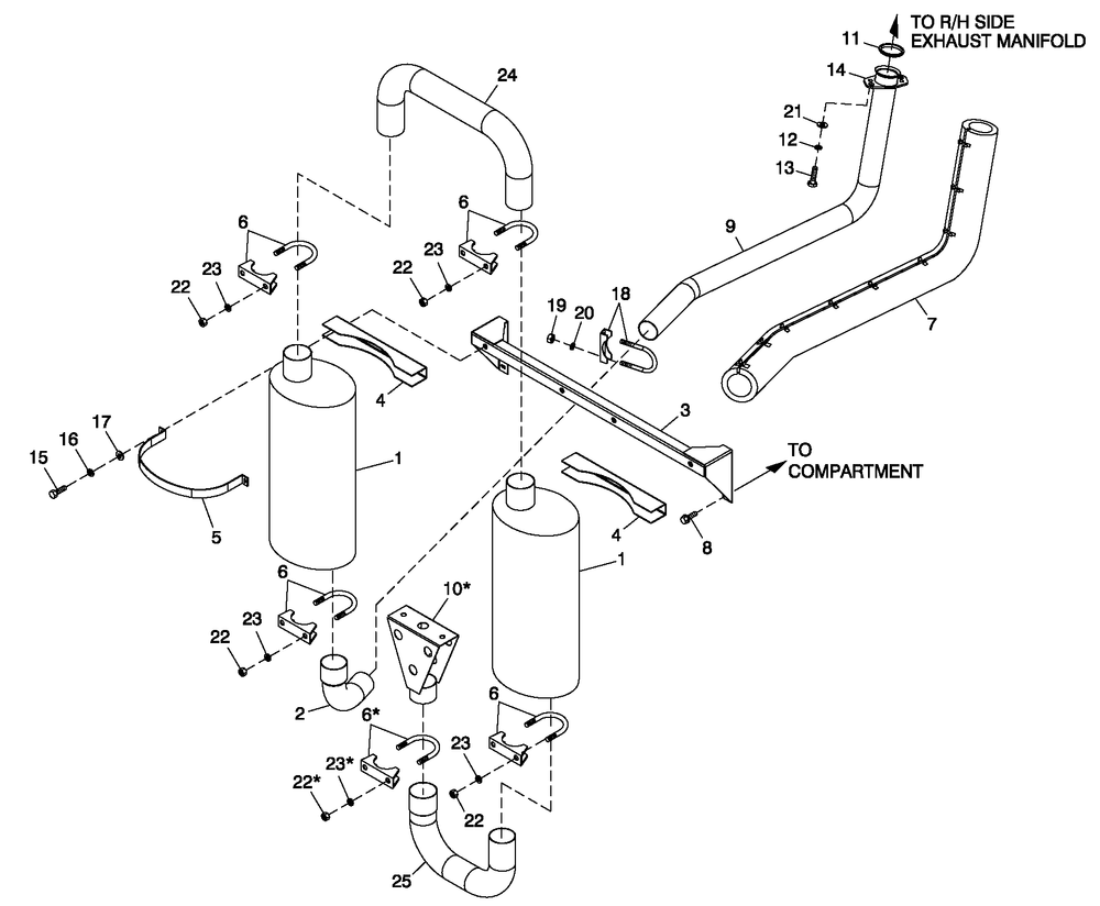 Muffler Exhaust Diagram and Parts List for 0053880 (484073)(2014) Generac Generator