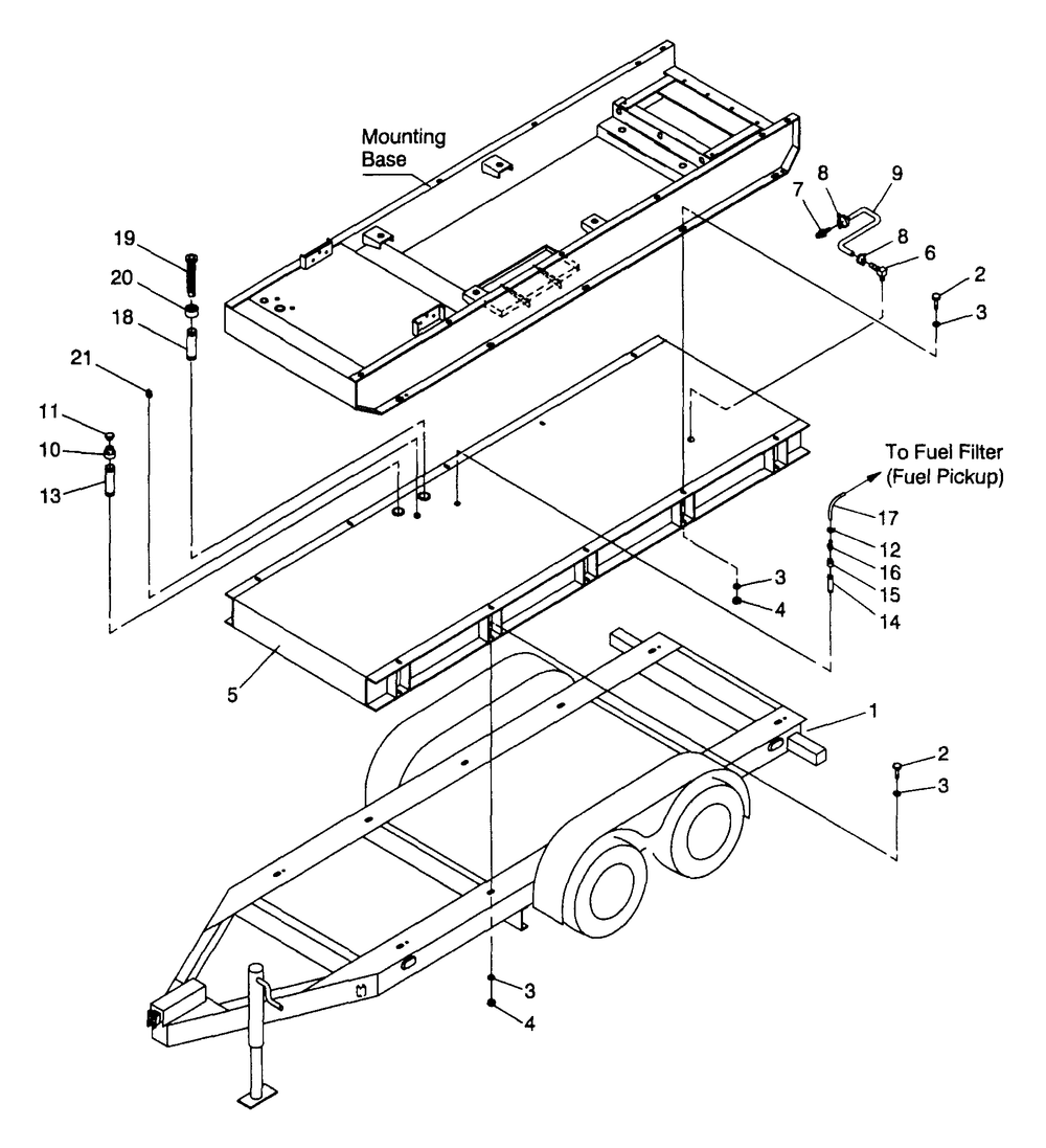 Trailer Diagram and Parts List for 4066-0  Generac Generator