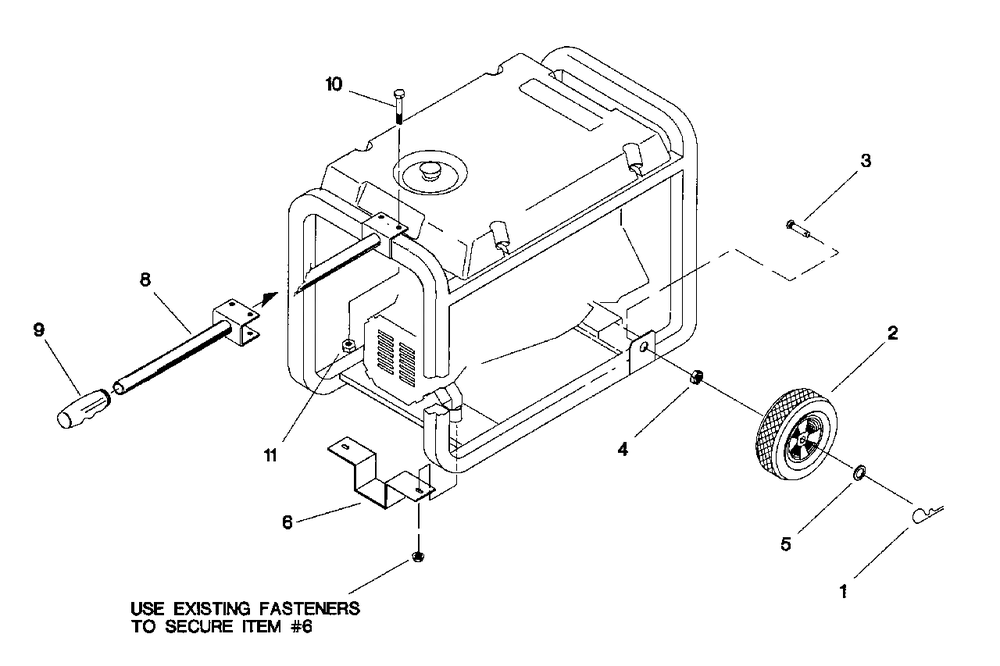Wheel Kit Diagram and Parts List for PP5000T (1306-0)(1306-0) Generac Generator