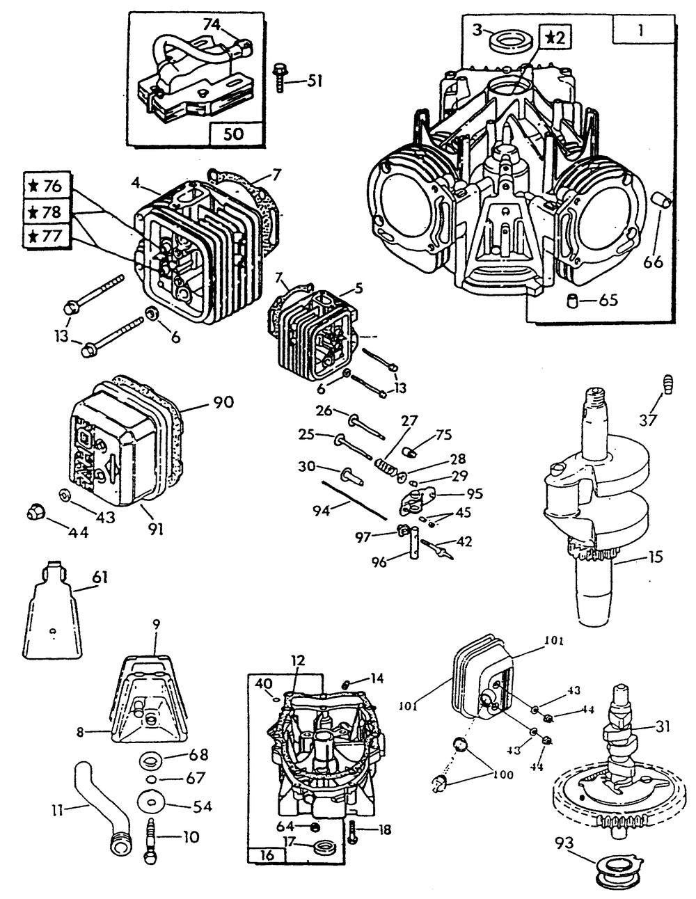Engine Common Parts 2 Diagram and Parts List for 9600-1  Generac Generator