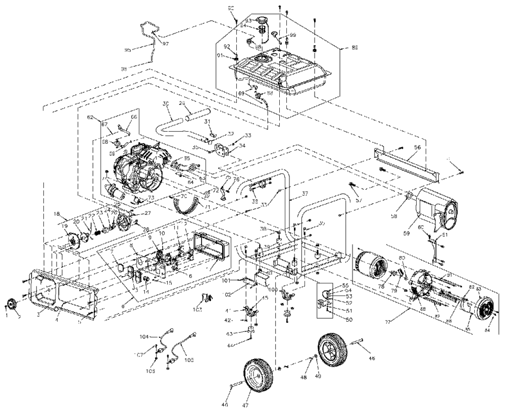 No Assembly Title Diagram and Parts List for RS7000 (8991302A - 9197130A)(2014) Generac Generator