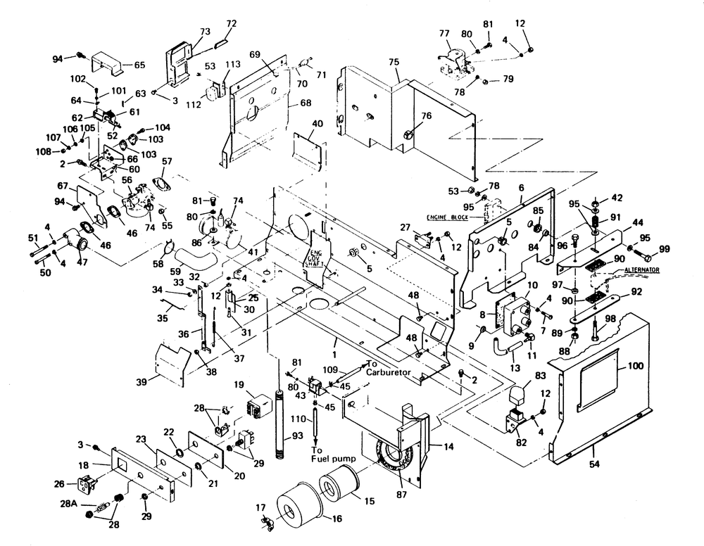 Engine Shrouding Diagram and Parts List for 6246-4  Generac Generator