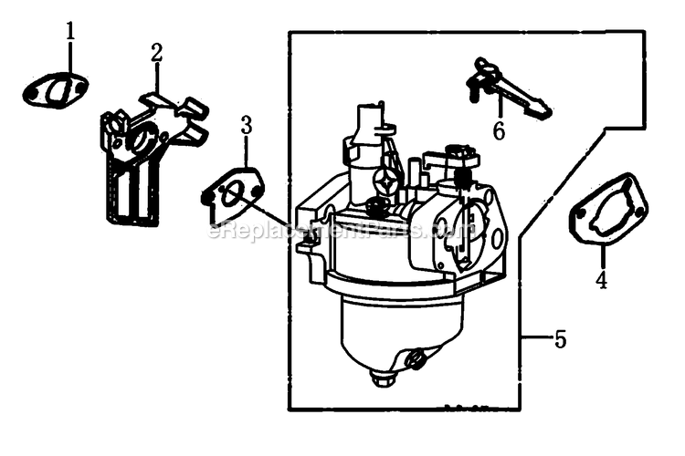 Carburetor Diagram and Parts List for 006596R0 (8747112)(2015) Generac Generator