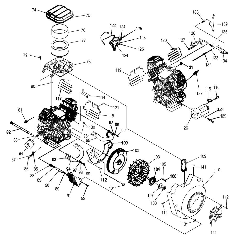 Engine 2 Diagram and Parts List for 0046921 (3877004 - 3877128)(2004) Generac Generator