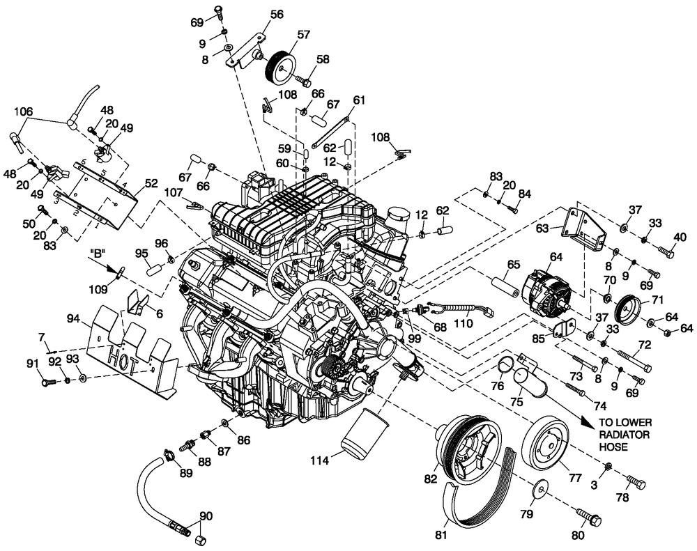 C2 Cooling System And Fan Drive Diagram and Parts List for ET04842ANAN (5614613 - 5760317)(2010) Generac Generator