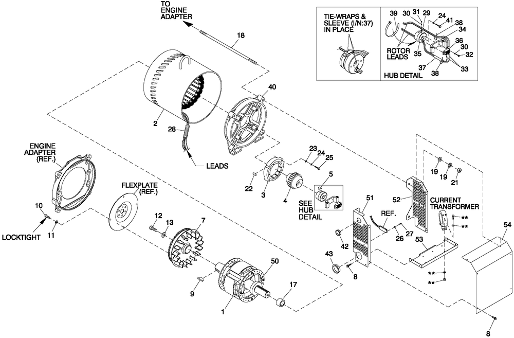 Cpl Alternator Brushless 70kw 4-Pole Diagram and Parts List for HT07068AVAX (8338617)(2013) Generac Generator
