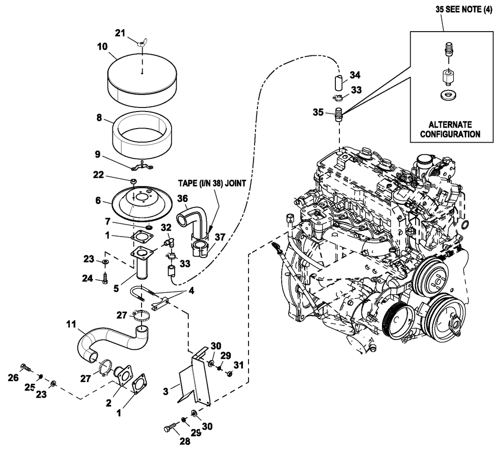 Ev Air Cleaner 2.4l G2 Turbo Diagram and Parts List for ET06024AVSX (7065982 - 9239135)(2014) Generac Generator
