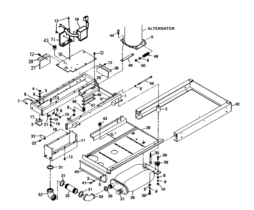 Mounting Base Diagram and Parts List for 6206-8  Generac Generator