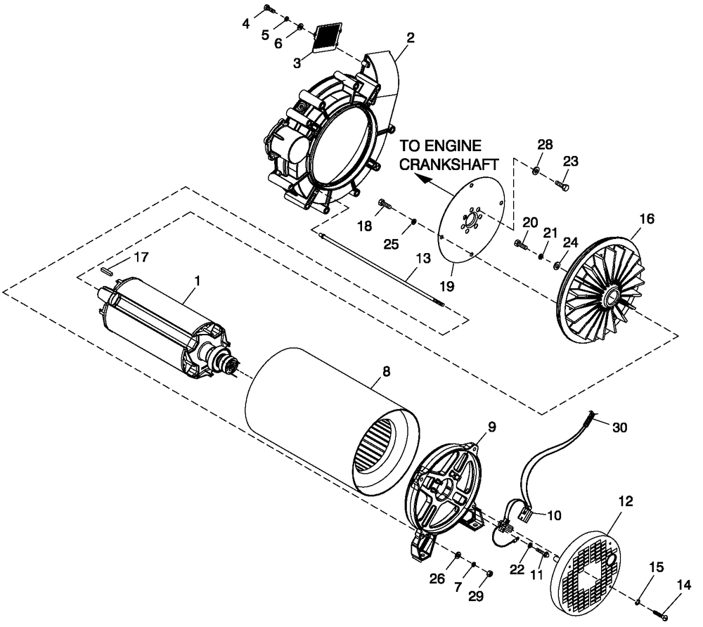 Alternator Common Parts Diagram and Parts List for QT02724ANAN (5041854 - 5046648)(2008) Generac Generator
