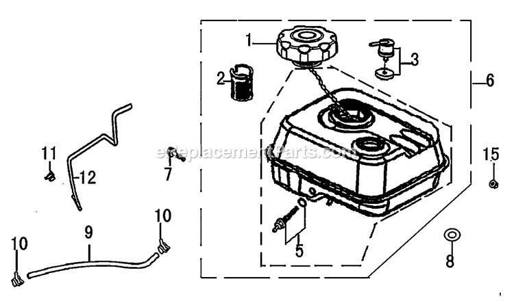 Fuel Tank Diagram and Parts List for 006412R0 (8107383)(2015) Generac Generator