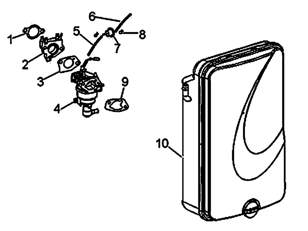 Air Cleaner And Carburetor Diagram and Parts List for 0065150 (8305070A - 8328842A)(2013) Generac Generator