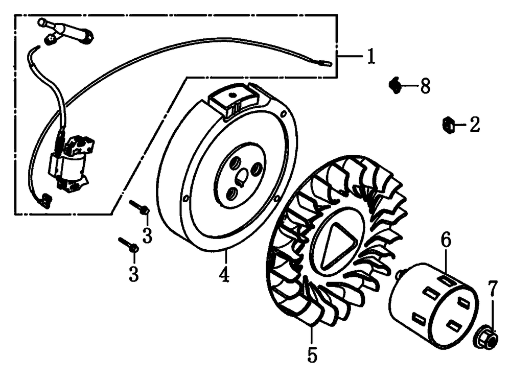 Flywheel Diagram and Parts List for G0066740 (8991101A - 9449953A)(2016) Generac Generator