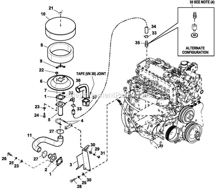 Ev Air Cleaner 2.4l G2 Turbo Diagram and Parts List for HG06024KVAX (50065059)(2015) Generac Generator