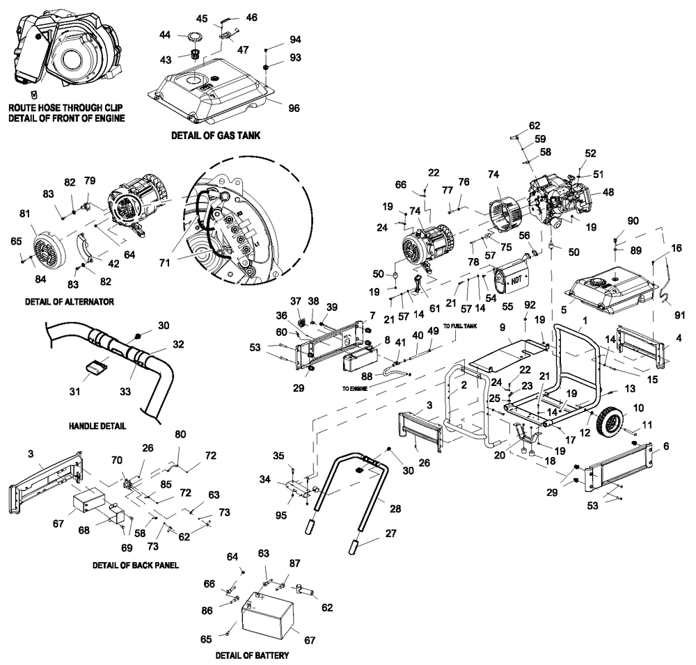 Ev Xg7000es 49st Diagram and Parts List for 0057982 (6666017 - 9795204)(2015) Generac Generator