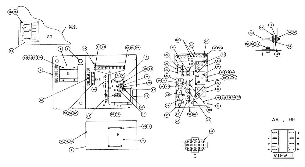 Control Panel Diagram and Parts List for 9300-2  Generac Generator