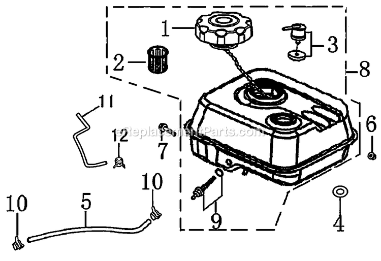 Fuel Tank Diagram and Parts List for G0060221 (7457775)(2016) Generac Generator