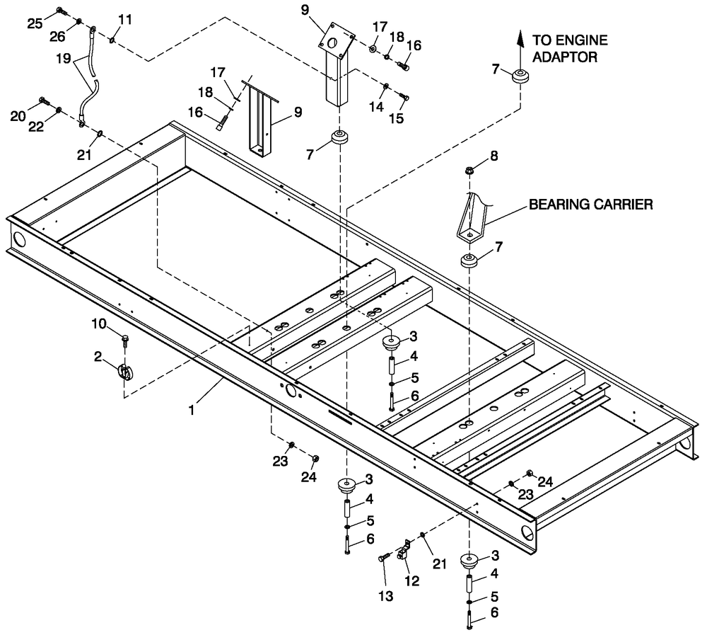 Mounting Base Diagram and Parts List for BT10054ANSN (4106V20159)(2006) Generac Generator