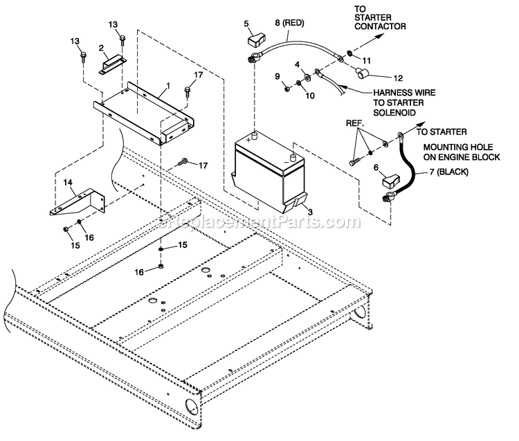 Battery 27f Gb 5.4l And 6.8l Diagram and Parts List for QT08054JNSNA (6130357)(2010) Generac Generator