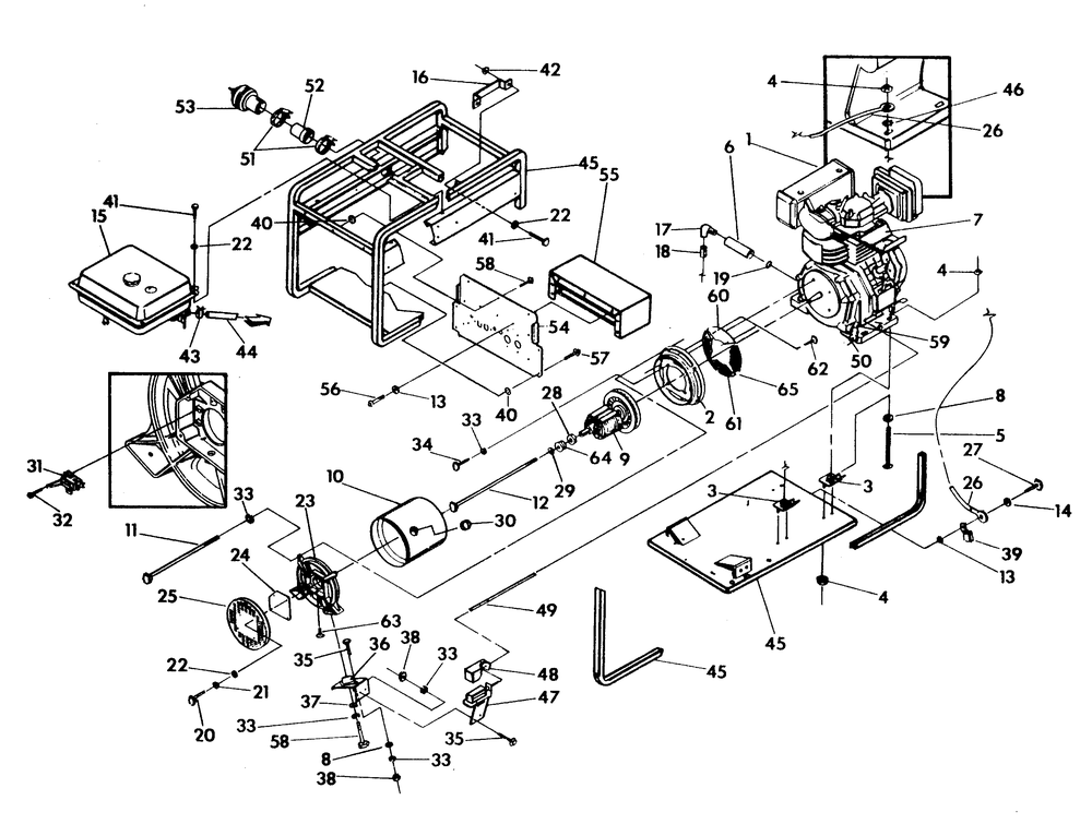 Cradle And Generator Diagram and Parts List for 9216-3  Generac Generator