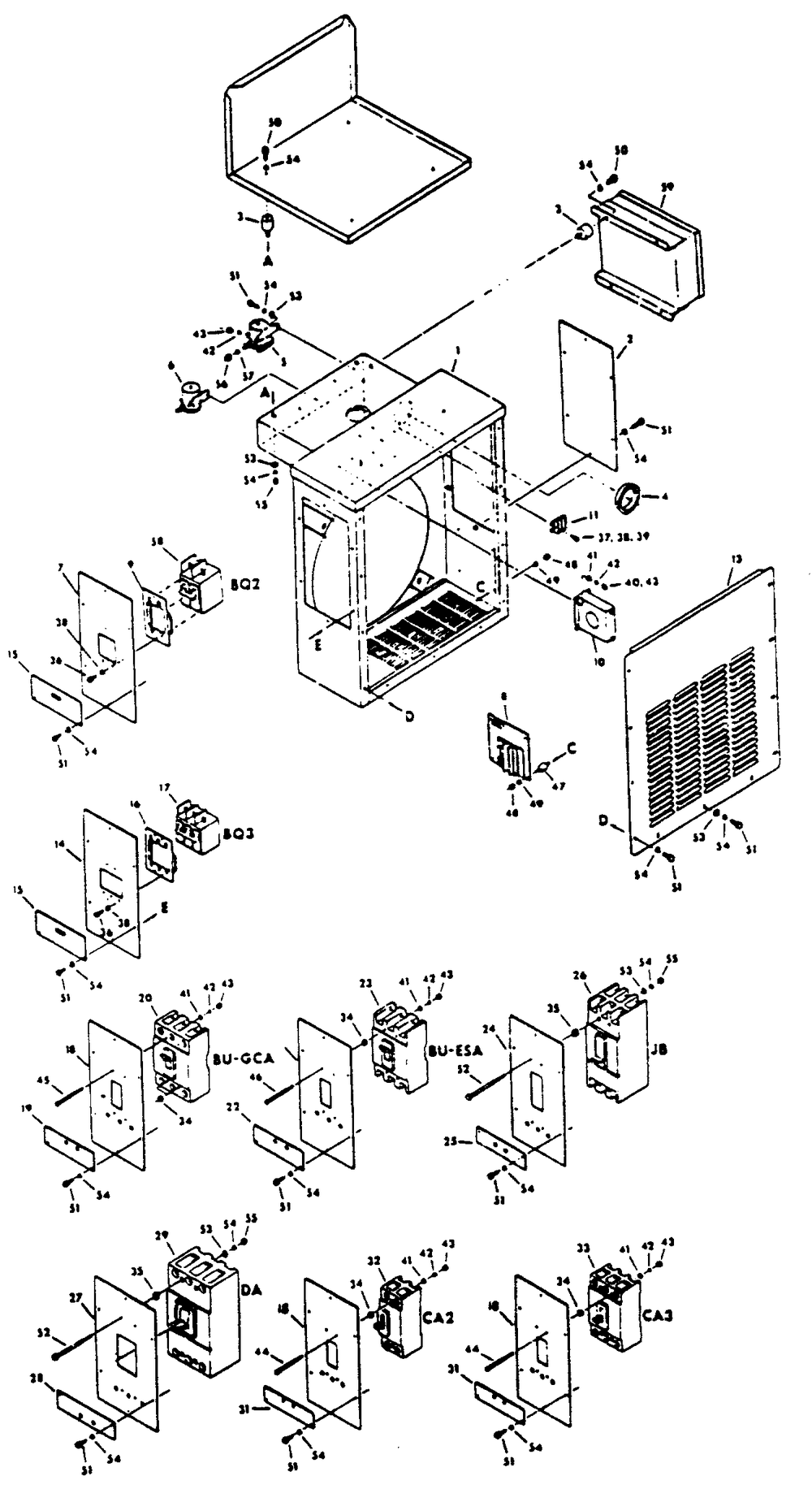 Ac Connection (Lower) Panel Diagram and Parts List for 9300-0  Generac Generator