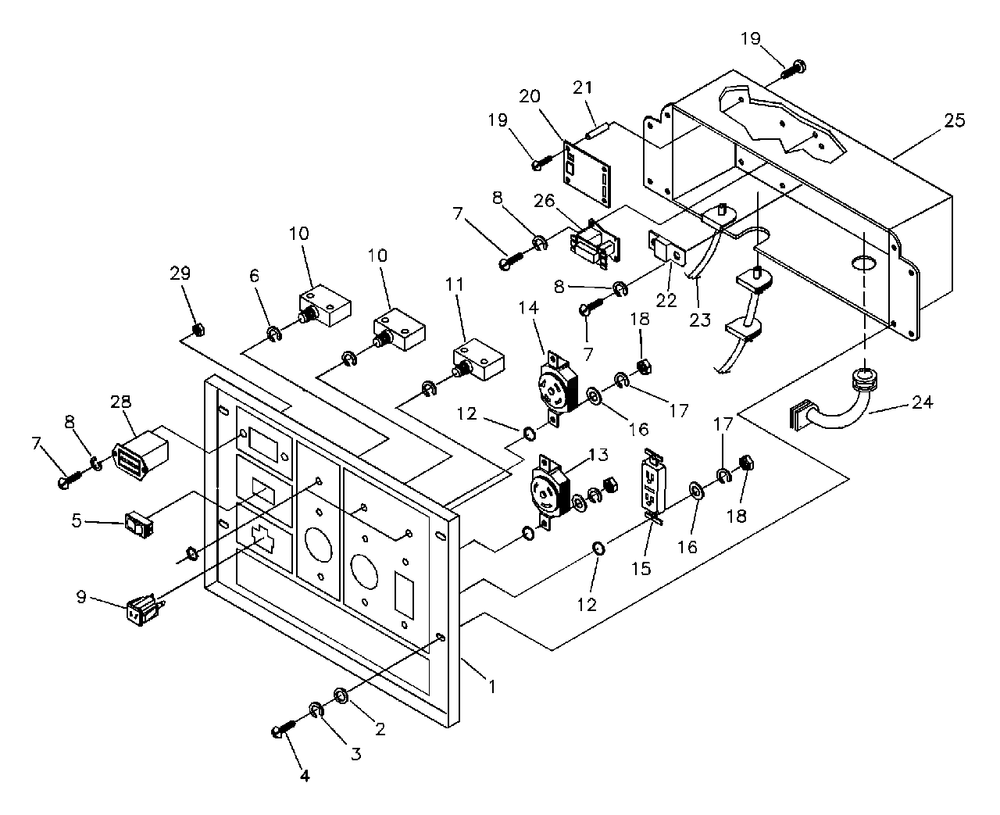Control Panel Diagram and Parts List for MC6500 (9805-1)(9805-1) Generac Generator