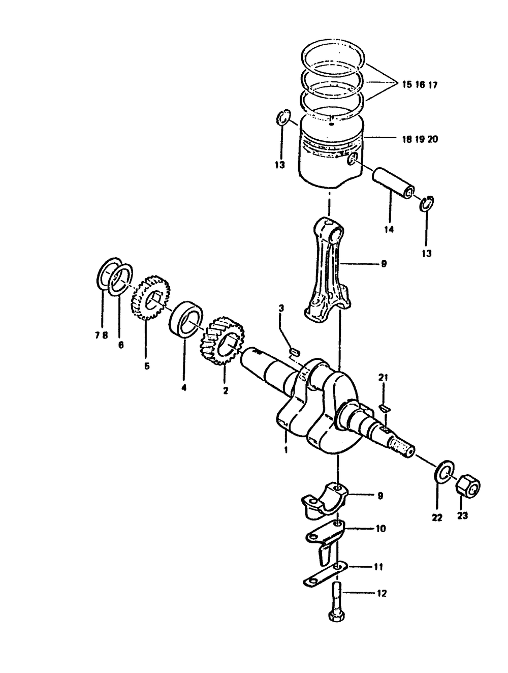 Crank Shaft And Piston Diagram and Parts List for 6894-2  Generac Generator
