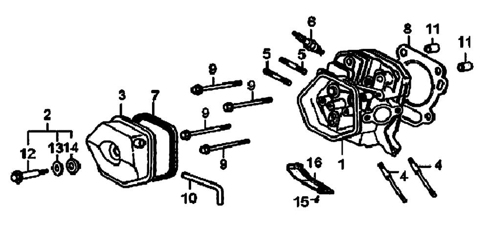 Cylinder Head Diagram and Parts List for 0057360 (5210769 - 5271450)(2009) Generac Generator