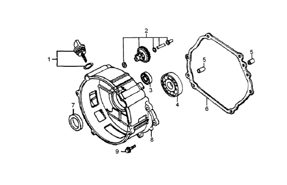 Crankcase Cover Diagram and Parts List for 005941-0  Generac Generator