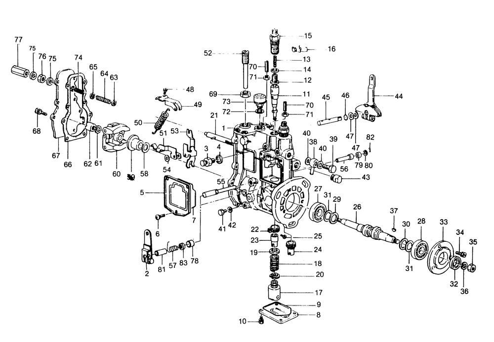 Fuel Injection Pump Assembly Diagram and Parts List for 8248-1  Generac Welder