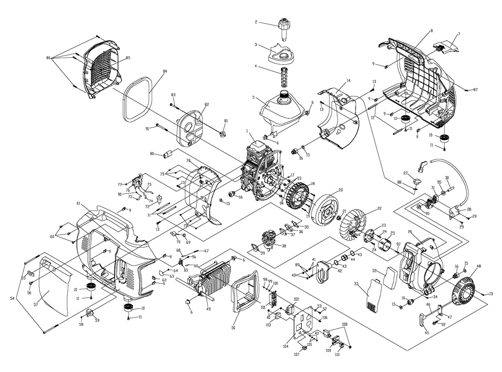 Diagram 1 Diagram and Parts List for 0057930 (5556116C - 55571710)(2016) Generac Generator