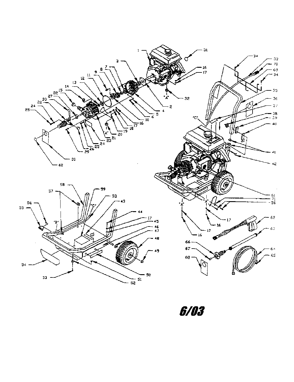 Power Washer Diagram and Parts List for 0765-0  Generac Pressure Washer