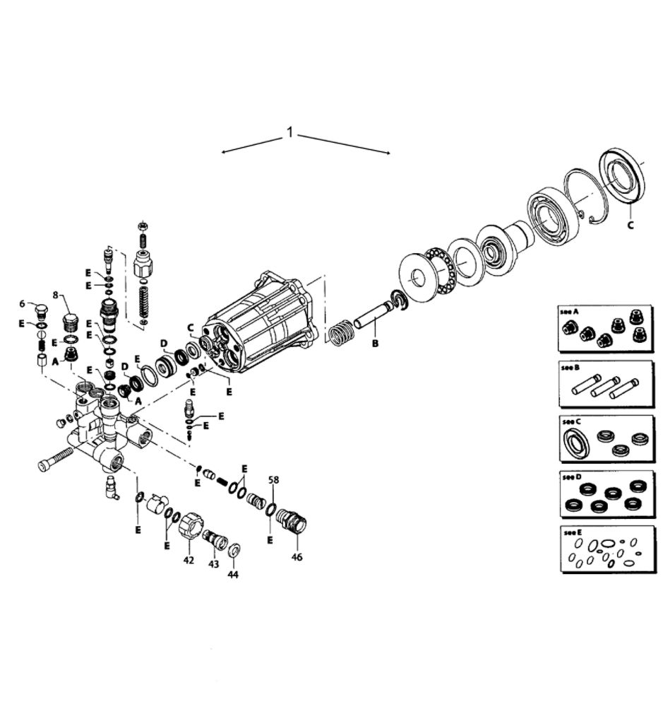 Pump Assembly Diagram and Parts List for 006412-0  Generac Pressure Washer