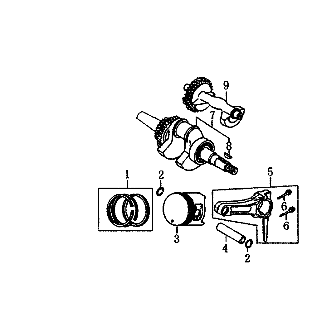 Crankshaft Diagram and Parts List for GP6500-5940-1  Generac Generator
