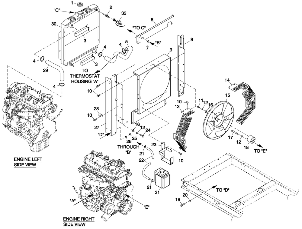 Cooling System 2.4l C1 Diagram and Parts List for QT02224ANAX (5931780 - 9251667)(2014) Generac Generator
