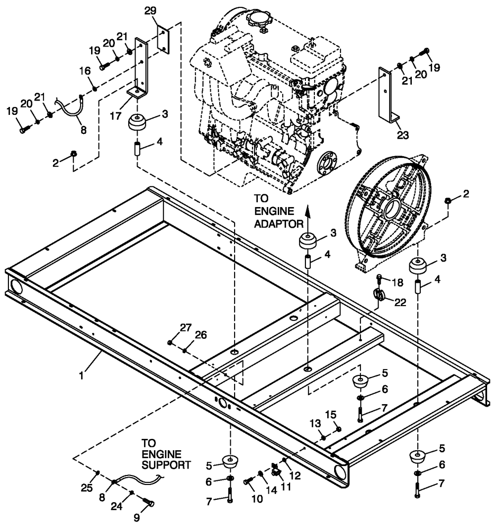Mounting Base 2.4l C2 Diagram and Parts List for 0053390 (4508925 - 4668302)(2006) Generac Generator