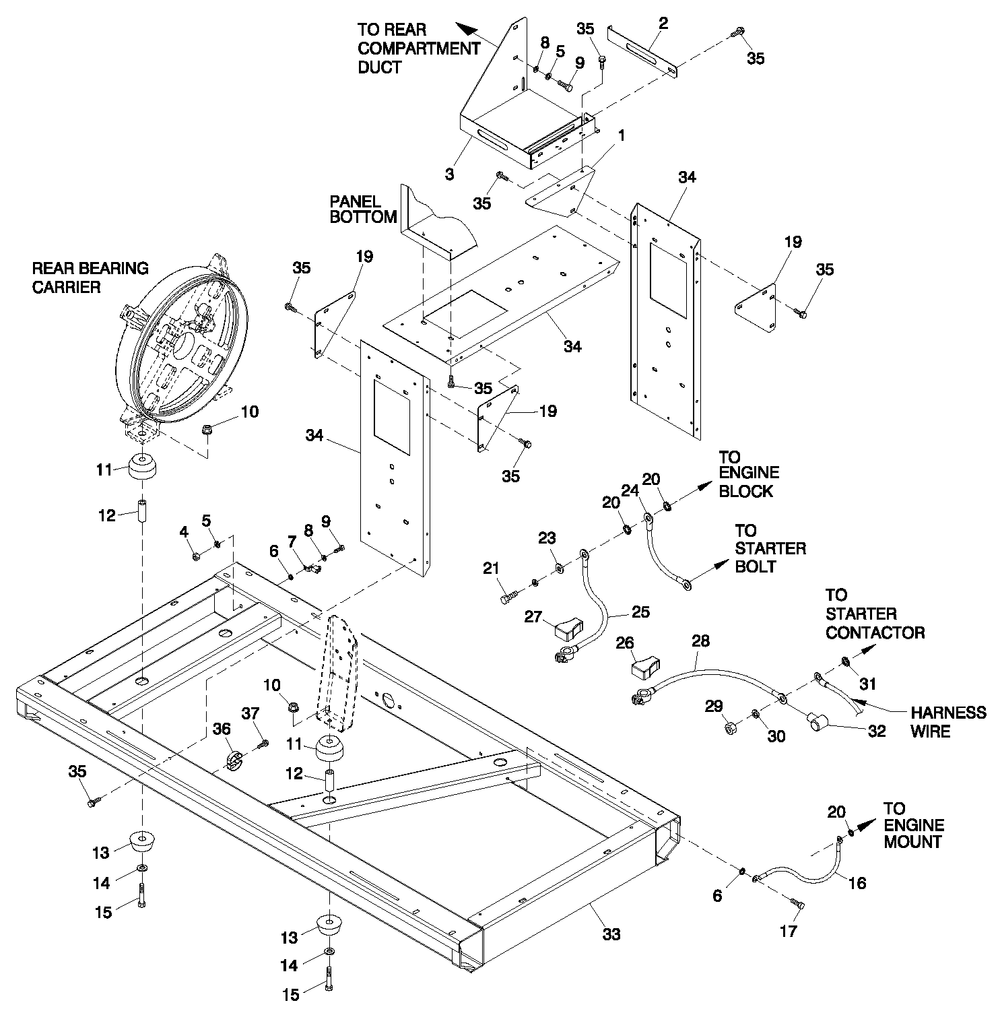 Mounting Base Diagram and Parts List for 0050280 (3960659)(2004) Generac Generator