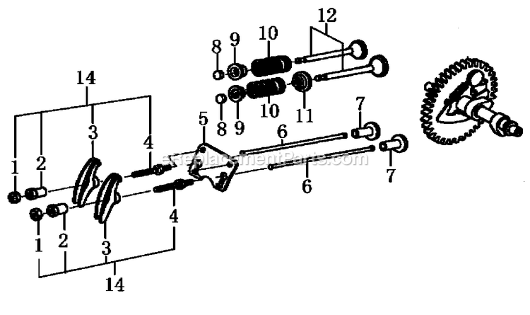 Rocker/Camshaft Assy. Diagram and Parts List for 0059910 (6331567)(2015) Generac Generator