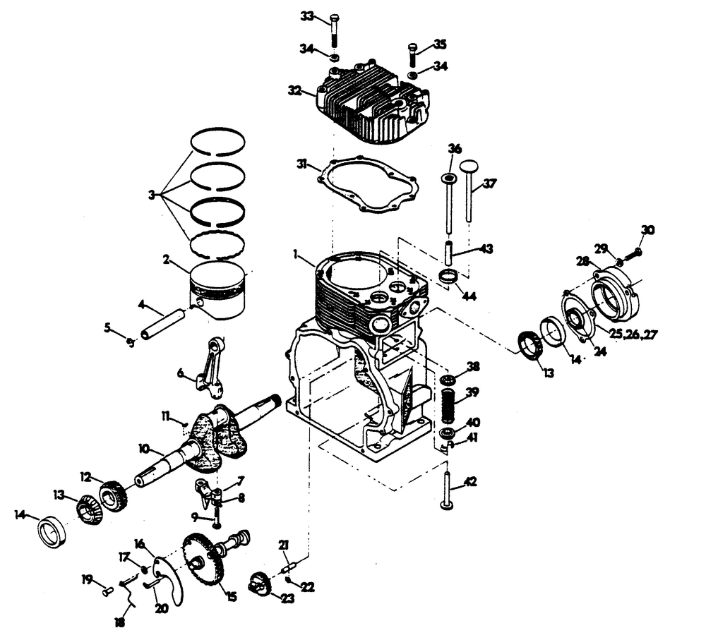 Engine Diagram and Parts List for 6121-1  Generac Generator